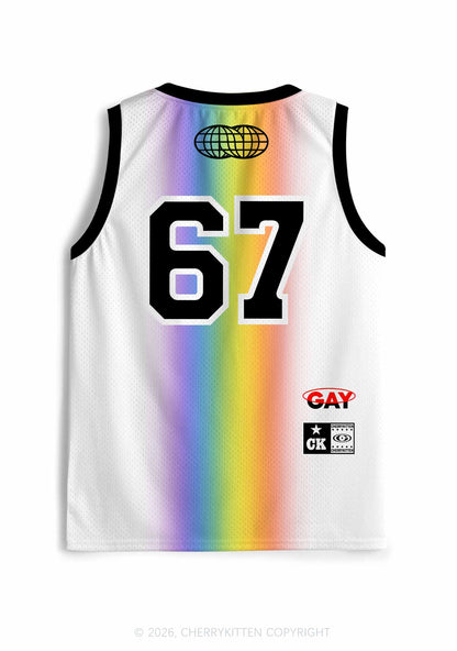 Rainbow Stripes Gay Thoughts Pride Y2K Sport Jersey Tank Cherrykitten