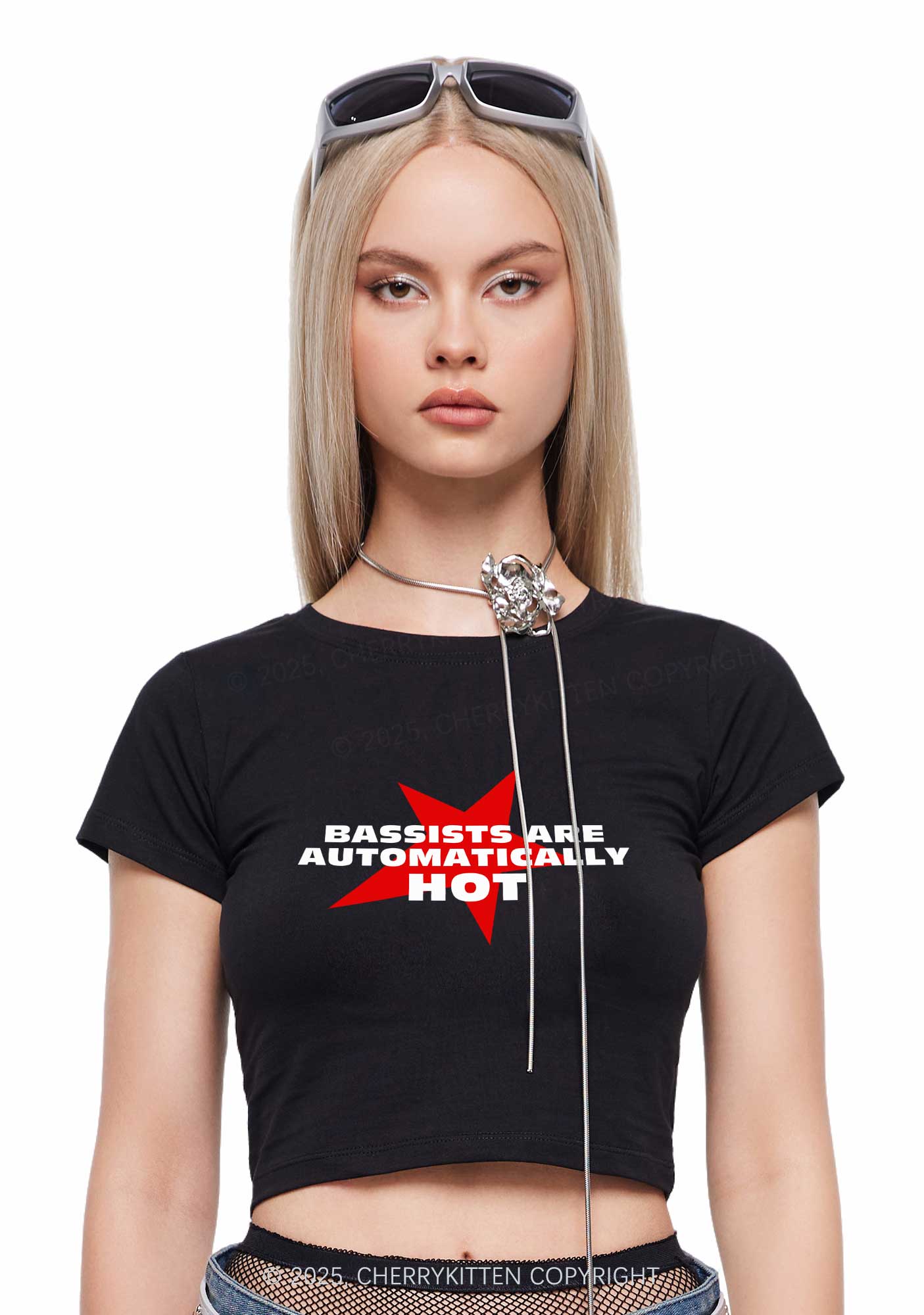 Bassists Are Automatically Hot Y2K Baby Tee Cherrykitten