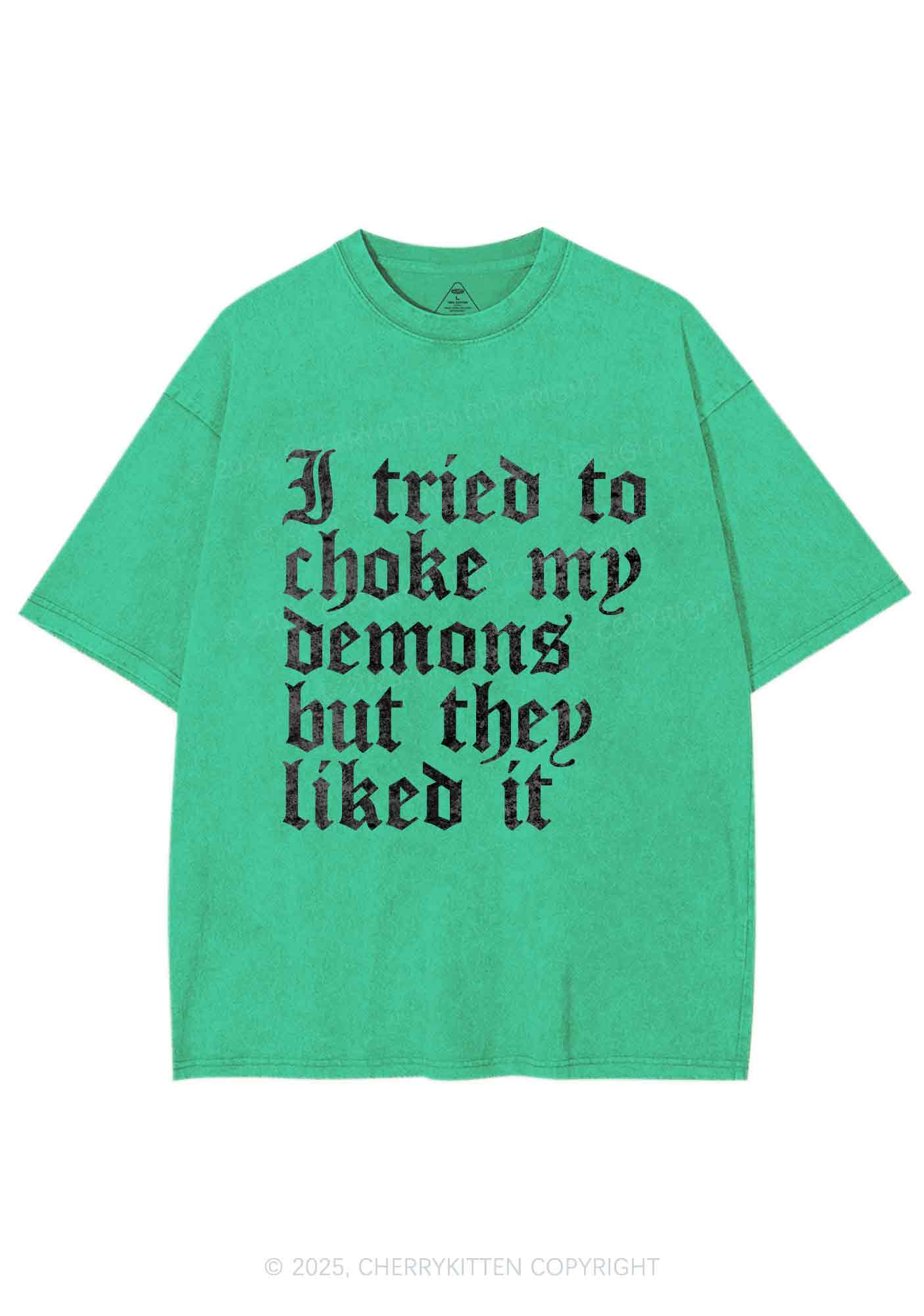 Halloween Choke Demons They Liked Y2K Shirts Washed Tee Cherrykitten