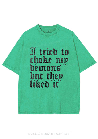 Halloween Choke Demons They Liked Y2K Shirts Washed Tee Cherrykitten