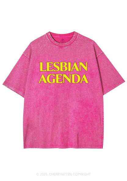 Lesbian Agenda Y2K Shirts Washed Tee Cherrykitten