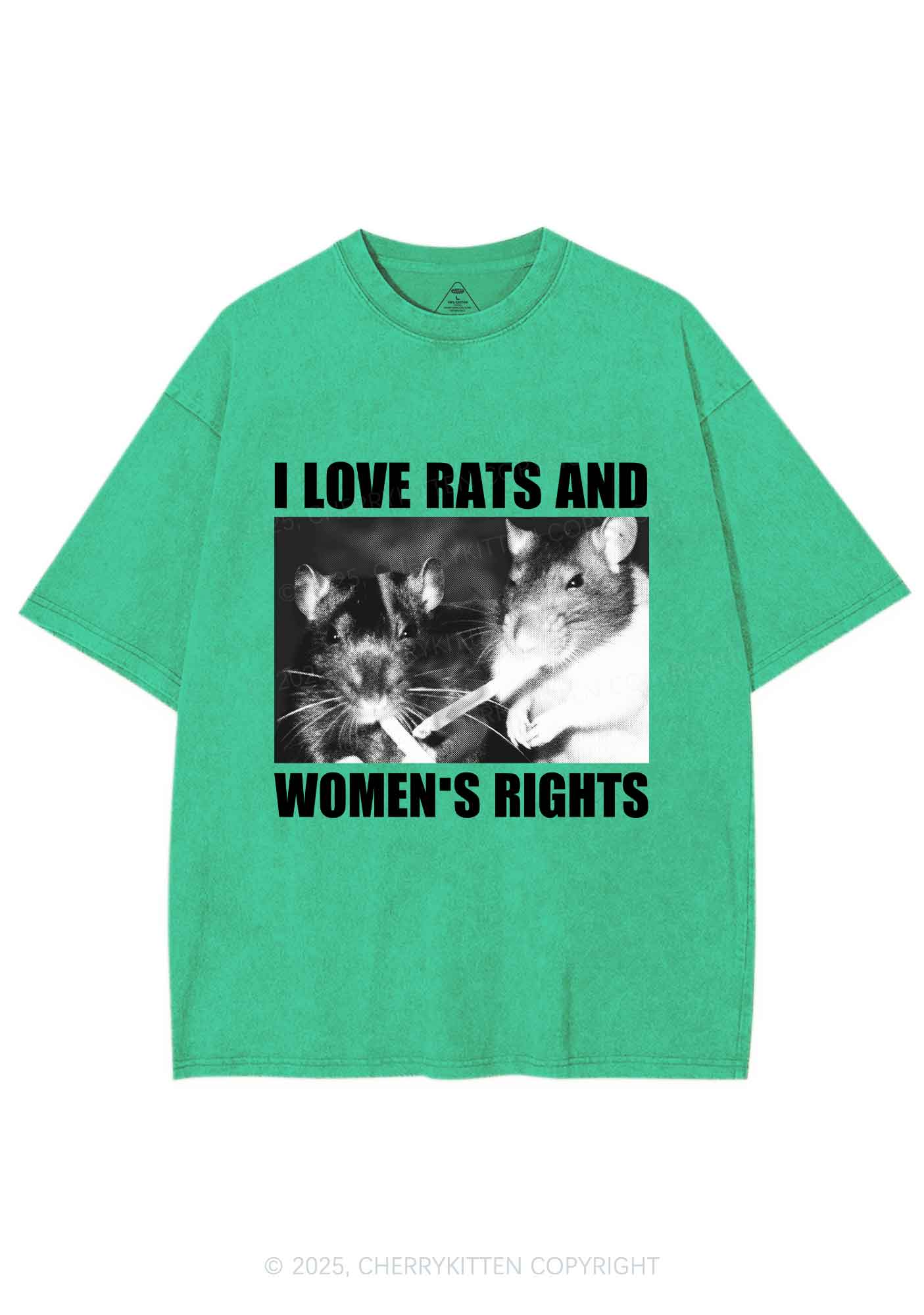 I Love Smoking Rats Y2K Shirts Washed Tee Cherrykitten