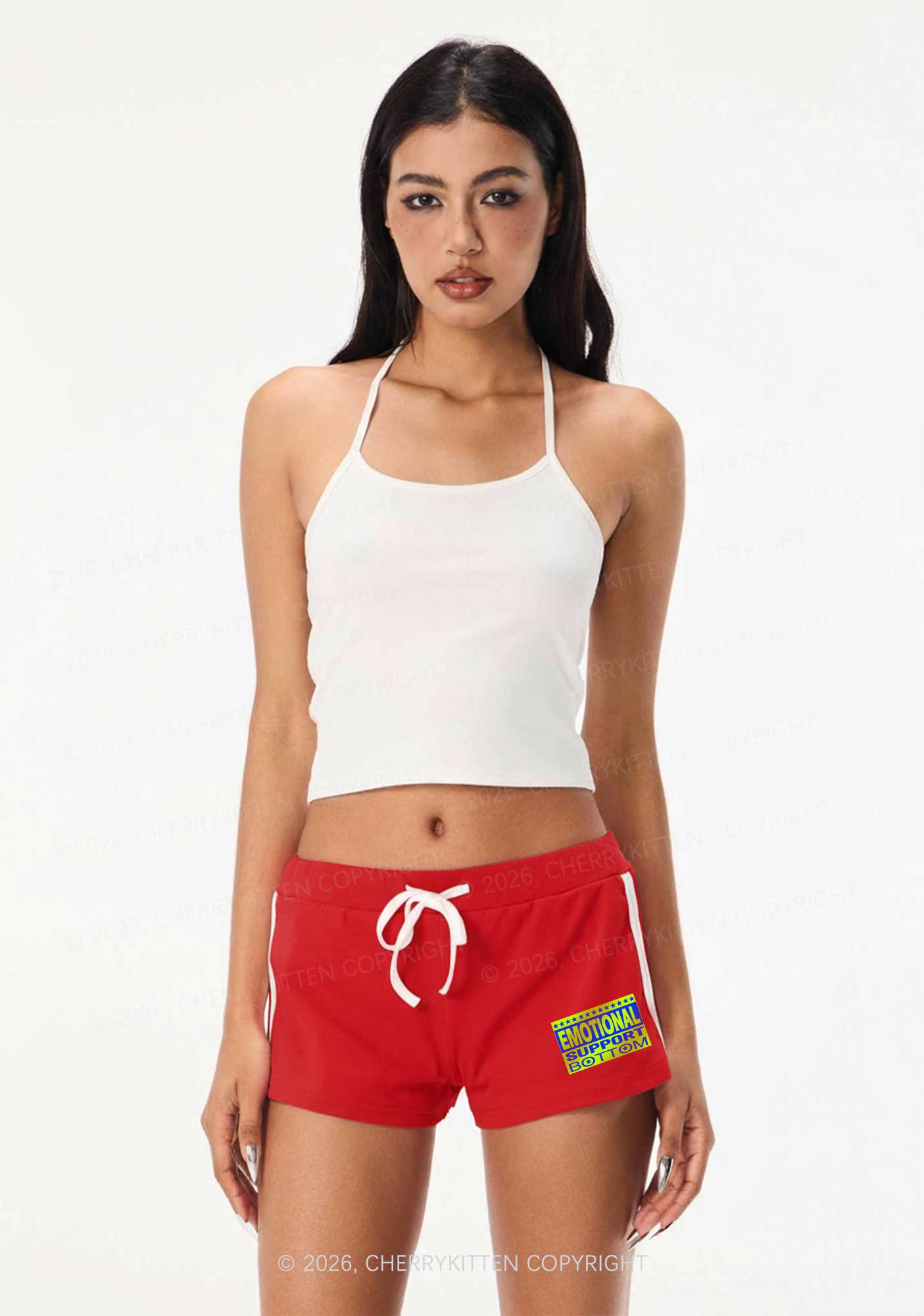 Emotional Support Bottom Pride Y2K Drawstring Mini Shorts Cherrykitten