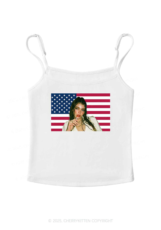 Custom Portrait Flag Y2K Spaghetti Strap Cami Cherrykitten