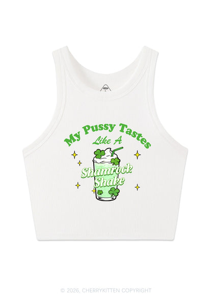 My Puxxy Tastes Like Shamrock Shake St Patricks Y2K Crop Tank Top Cherrykitten