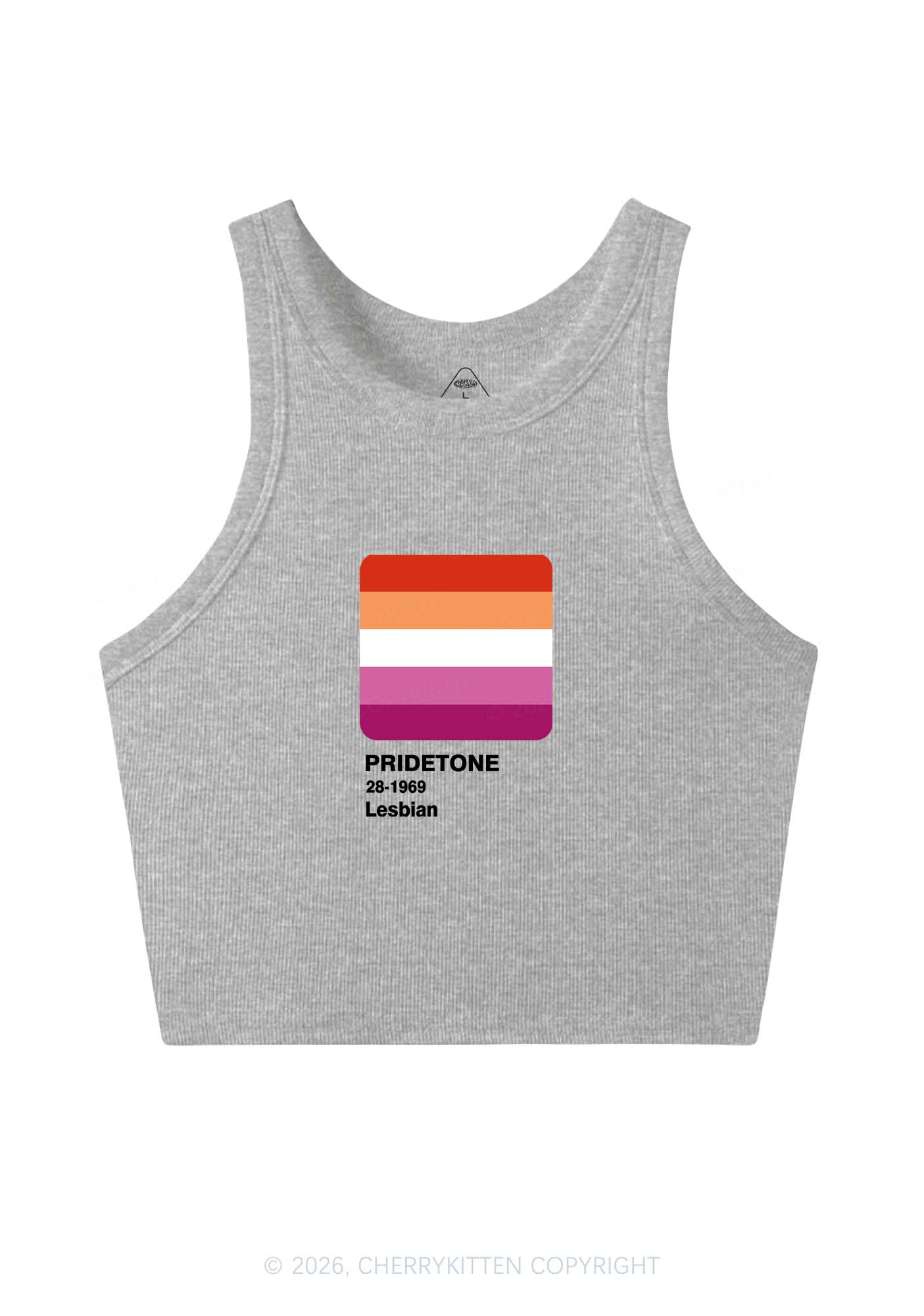 Pridetone Lesbian Pride Y2K Crop Tank Top Cherrykitten