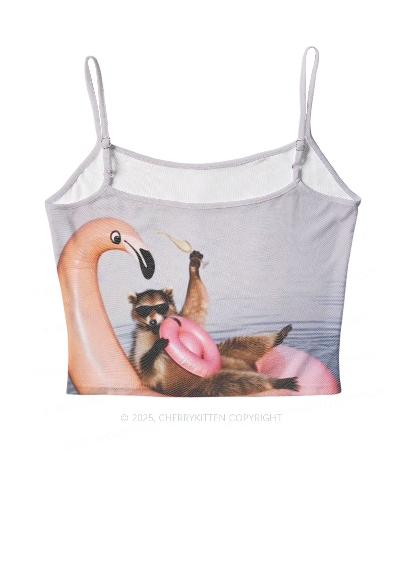 Flamingo Raccoon Y2K Mesh Cami Tank Cherrykitten