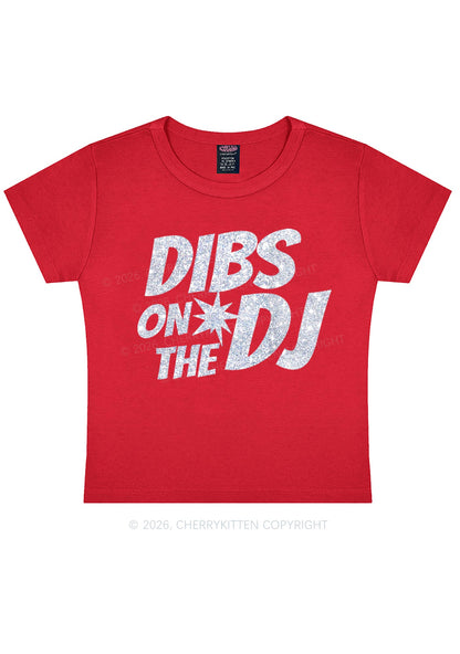 Glitter Dibs On The DJ Y2K Baby Tee Cherrykitten
