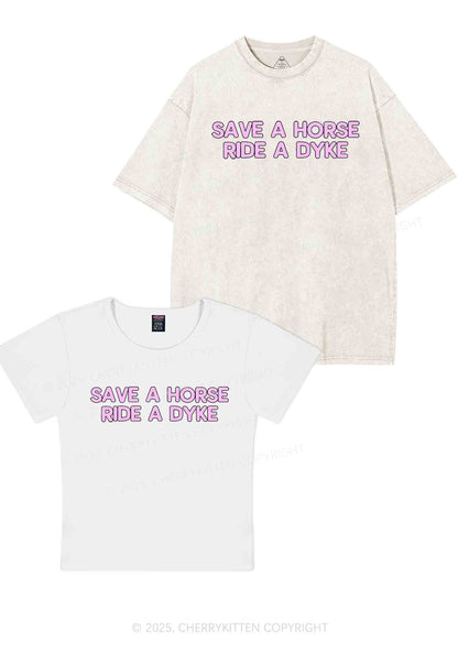 Save Horse Ride Dyke Y2K Valentine's Day Couple Shirt Cherrykitten