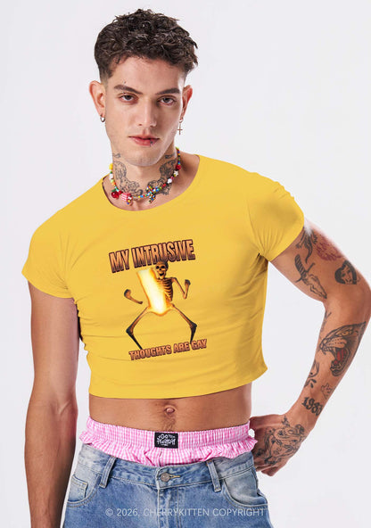 My Intrusive Thoughts Are Gay Pride Y2K Baby Tee Cherrykitten