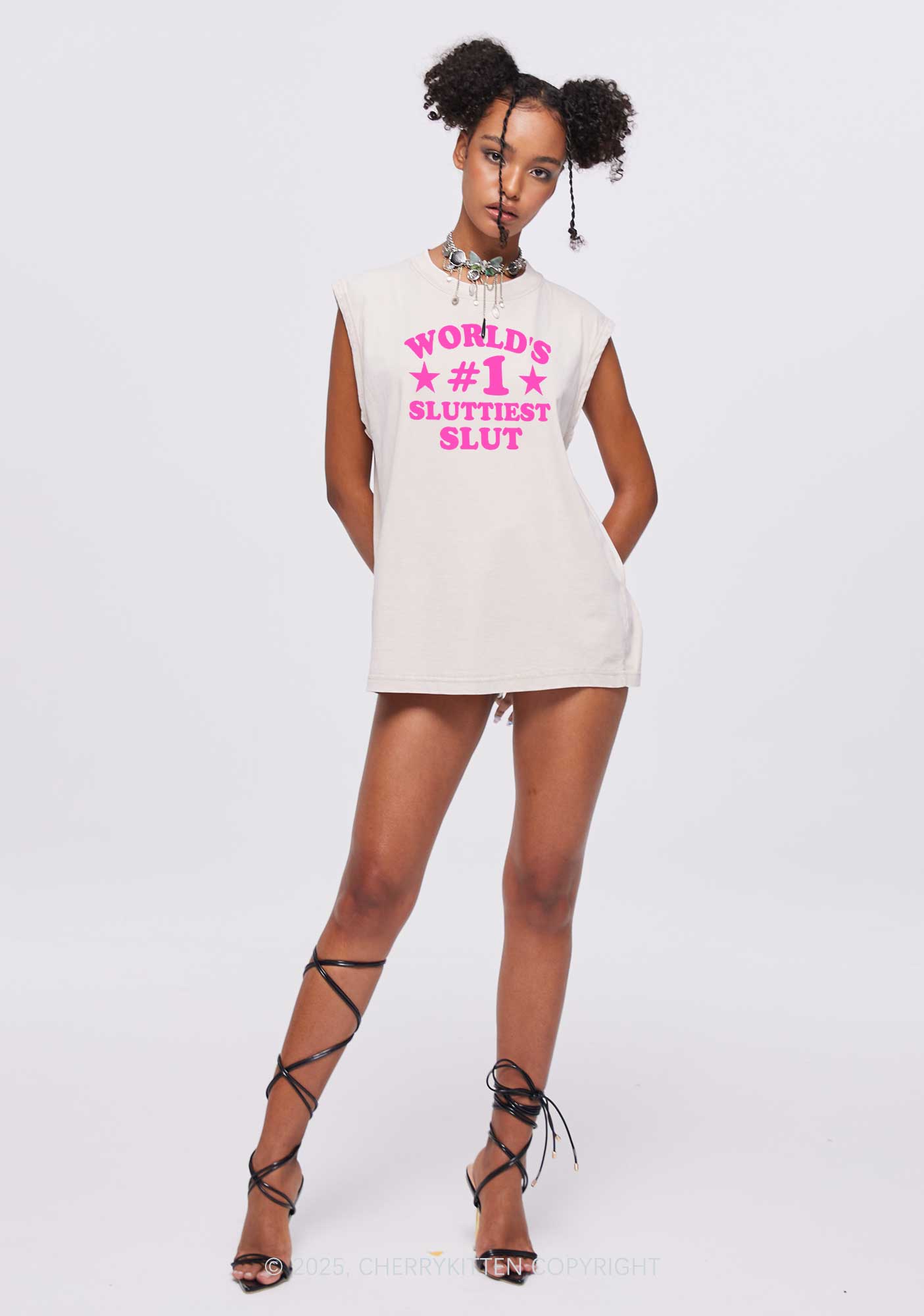 Worlds First Slxttiest Slxt Y2K Washed Muscle Tank Cherrykitten