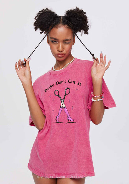 Dudes Dont Cut It Y2K Shirts Washed Tee Cherrykitten