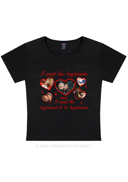 I Want Two Boyfriends HR Y2K Baby Tee Cherrykitten
