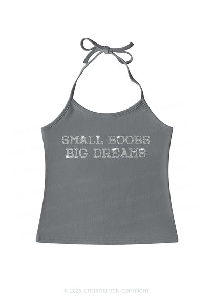 Rhinestone Small But Big Dreams Y2K Halter Neck Cami Cherrykitten