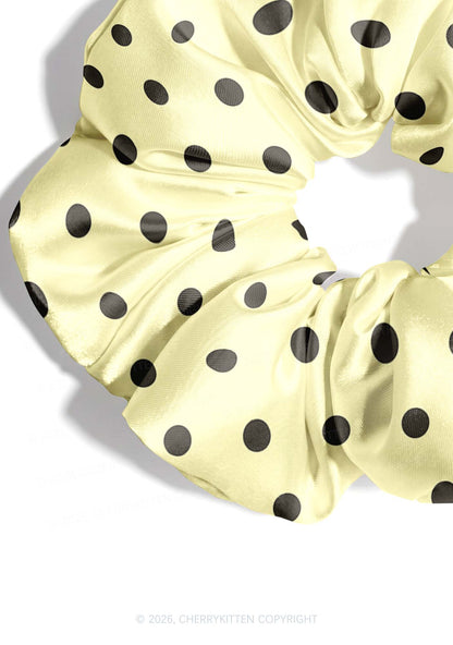 Brown Dots On Yellow Y2K Hair Scrunchie Cherrykitten