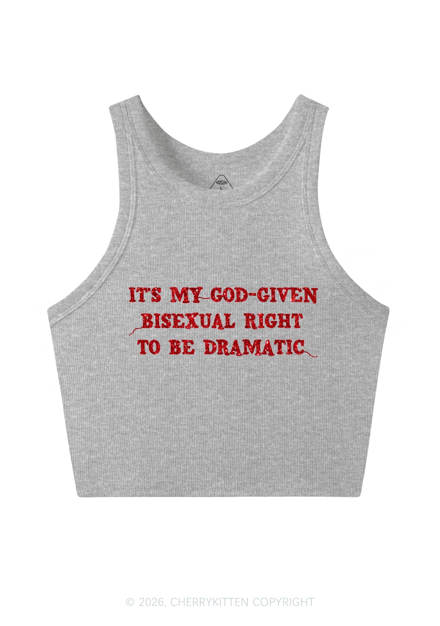 Glitter God Given Bisexual Right Pride Y2K Crop Tank Top Cherrykitten