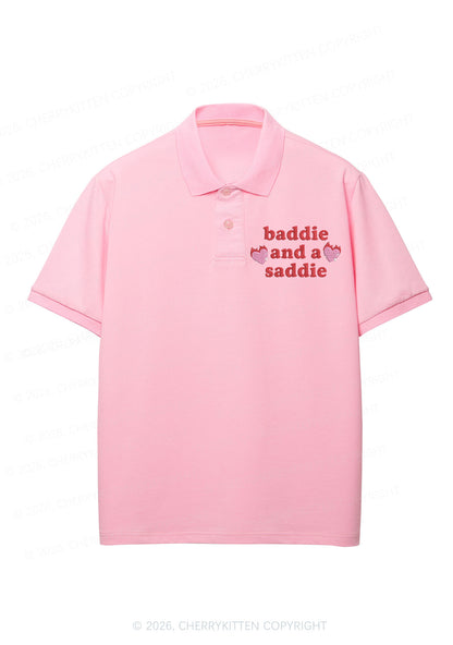 Embroidered Baddie And A Saddie Y2K Polo Shirts Cherrykitten