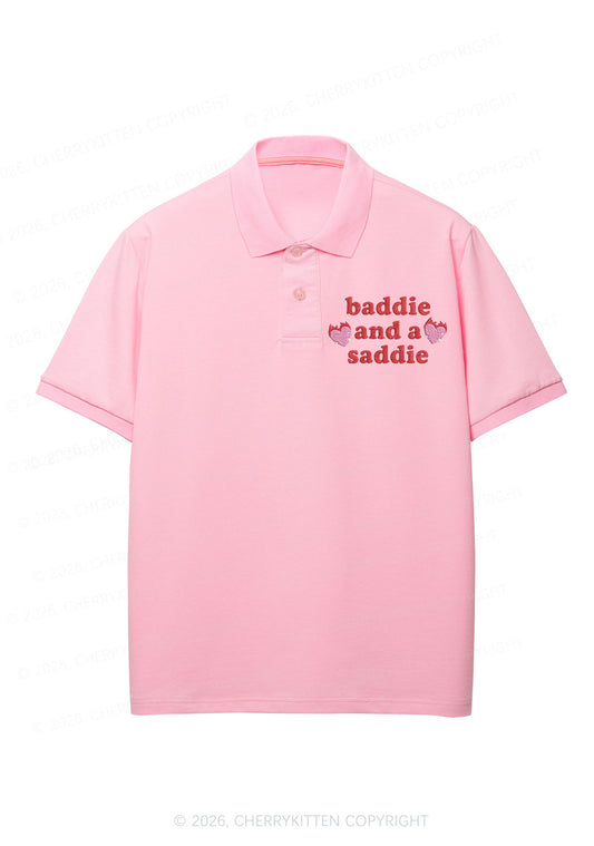 Embroidered Baddie And A Saddie Y2K Polo Shirts Cherrykitten