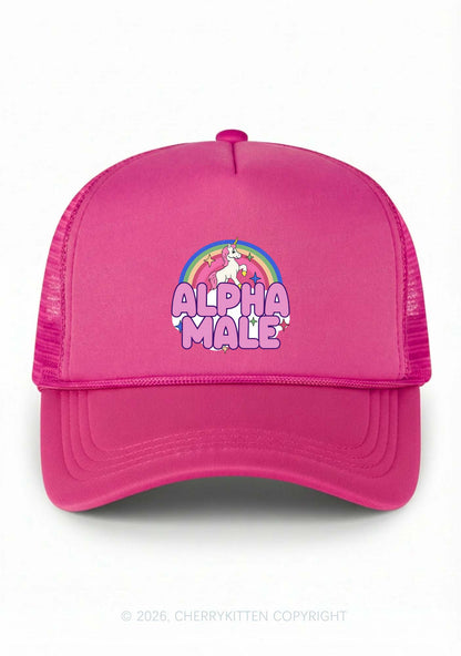 Rainbow Unicorn Alpha Male Pride Y2K Trucker Hat Cherrykitten