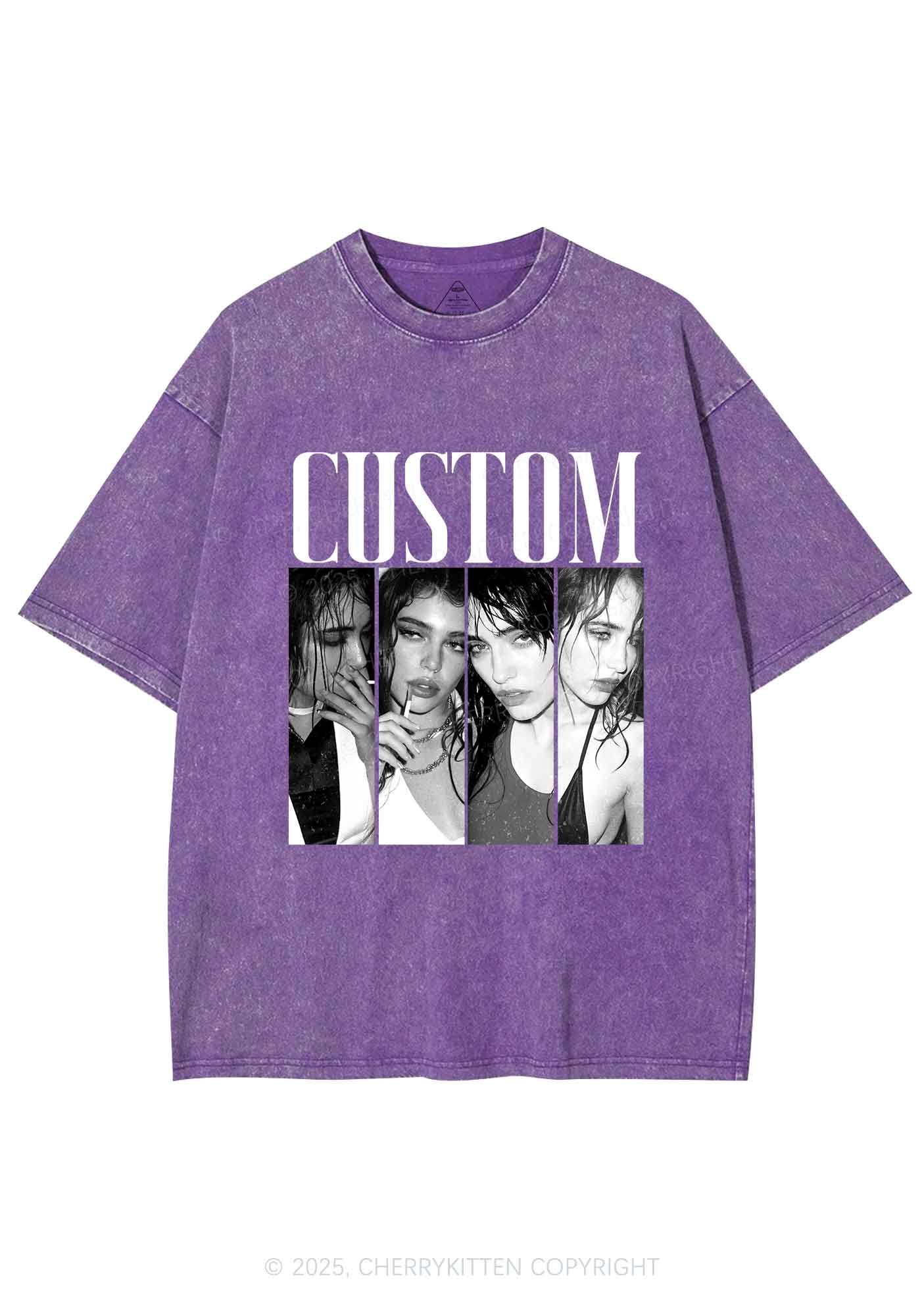 Custom Baddie Girls Photo Y2K Shirts Washed Tee Cherrykitten