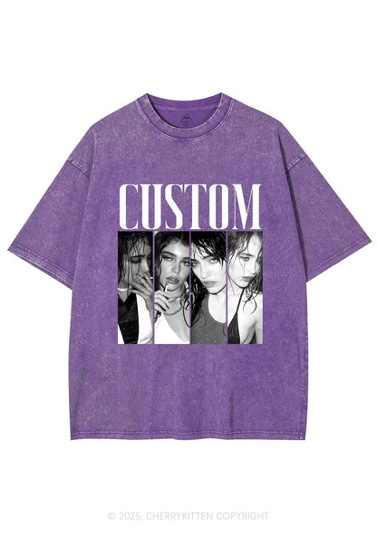 Custom Baddie Girls Photo Y2K Shirts Washed Tee Cherrykitten