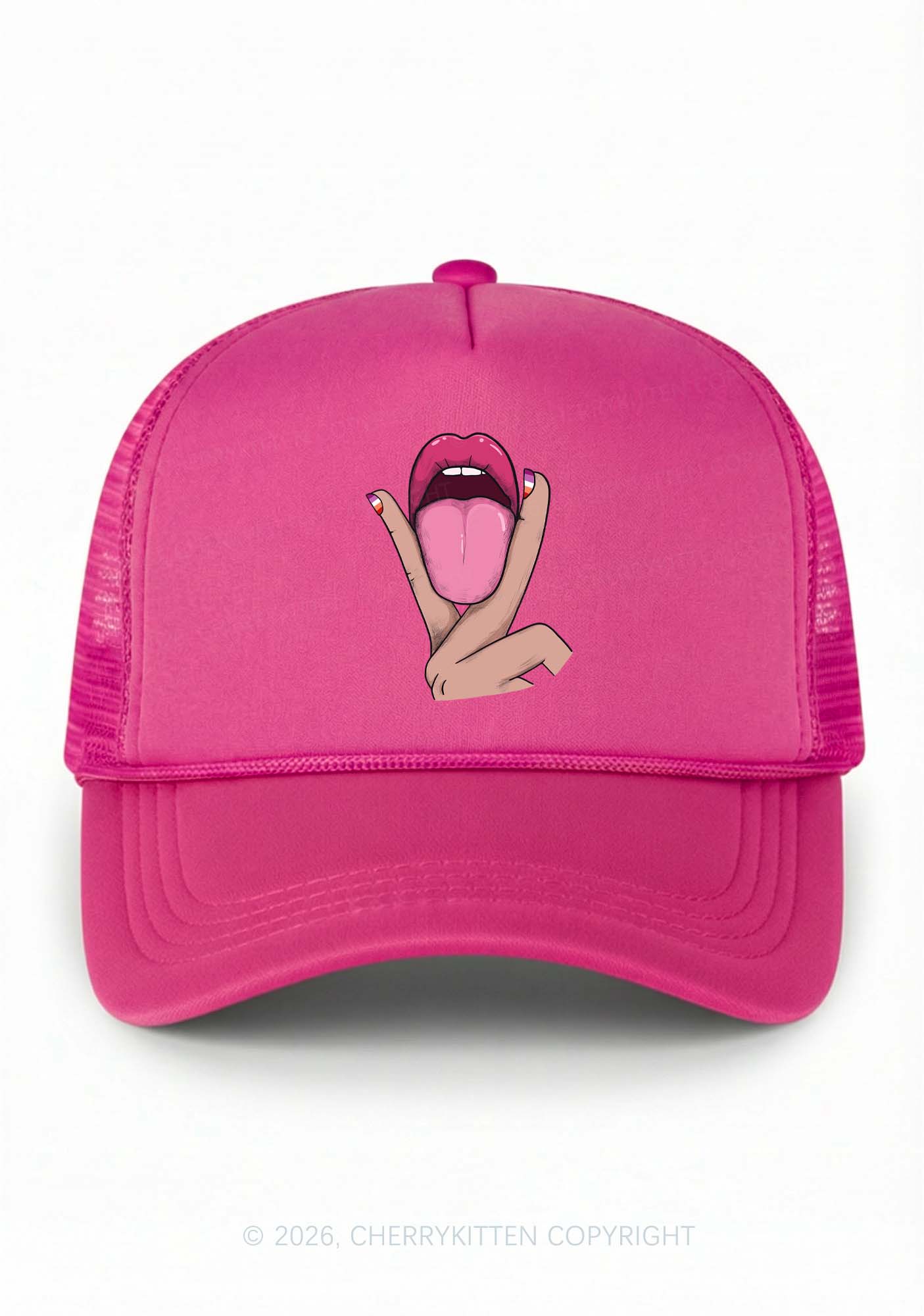Lesbian Kissing Pride Y2K Trucker Hat Cherrykitten
