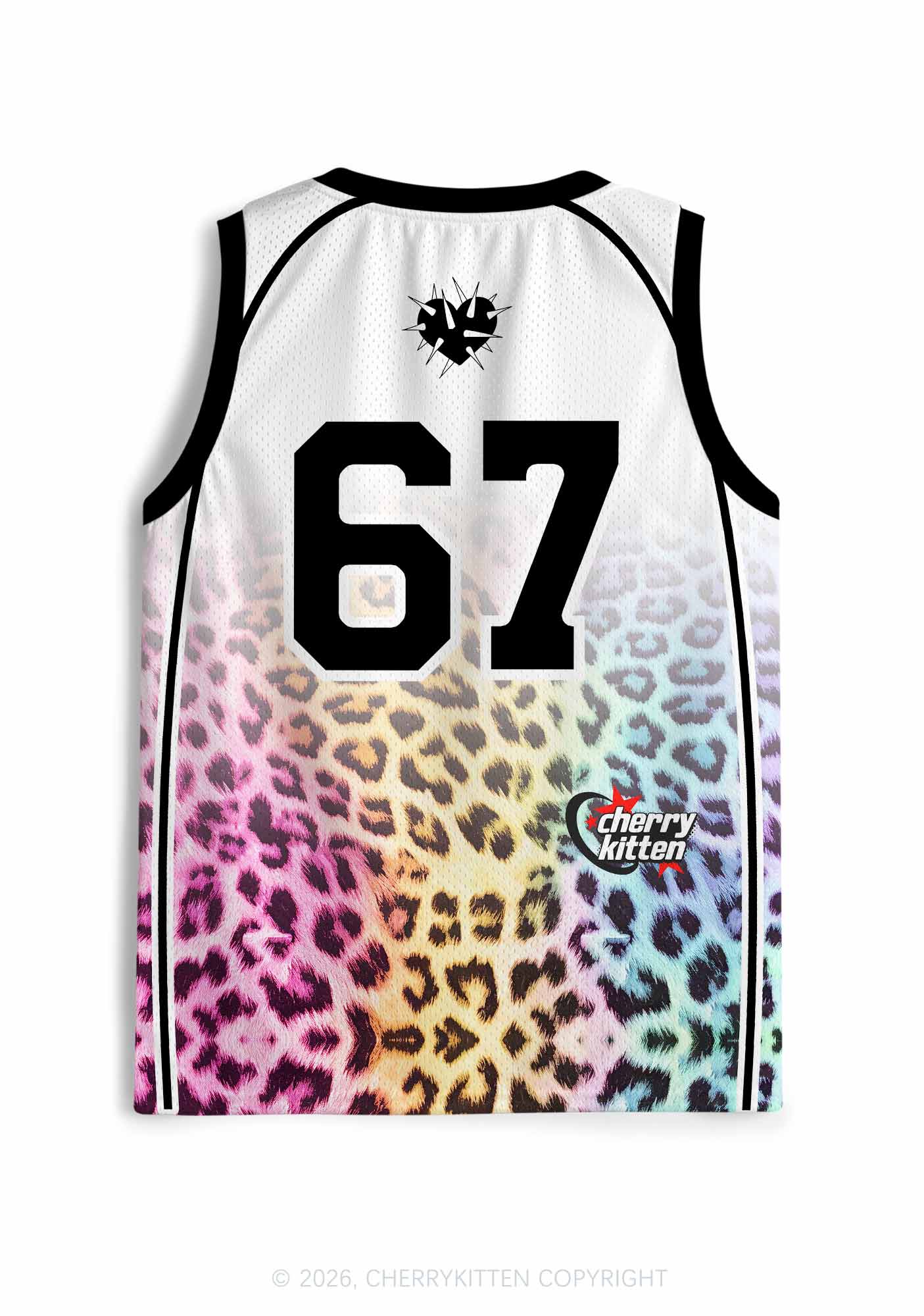 Rainbow Leopard Gay Thoughts Pride Y2K Sport Jersey Tank Cherrykitten
