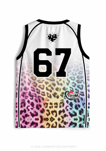 Rainbow Leopard Gay Thoughts Pride Y2K Sport Jersey Tank Cherrykitten