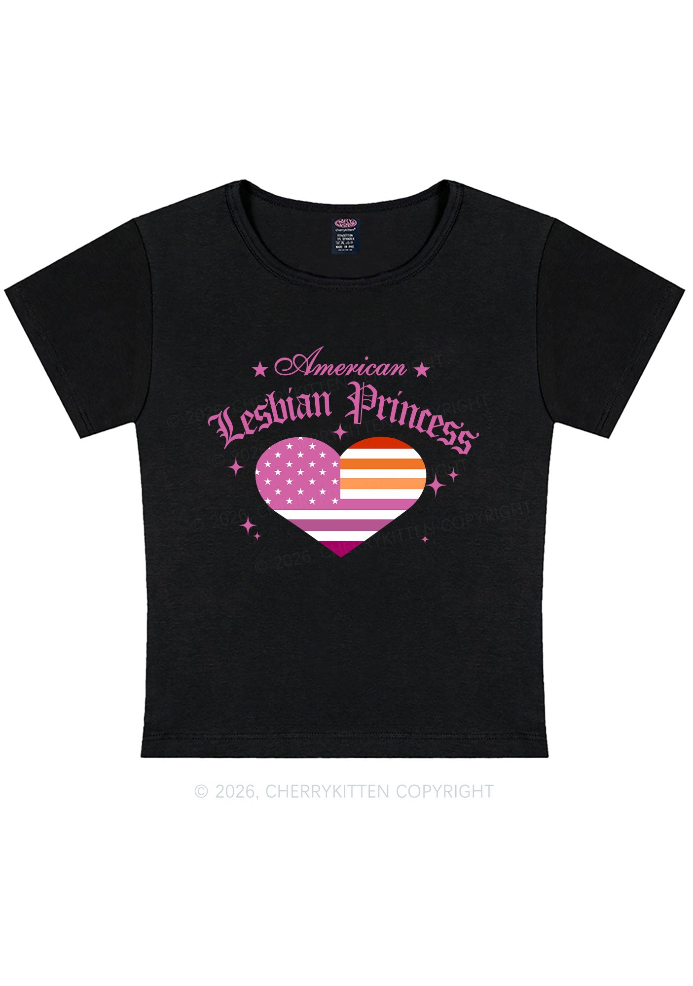 American Lesbian Princess Flag Pride Y2K Baby Tee Cherrykitten