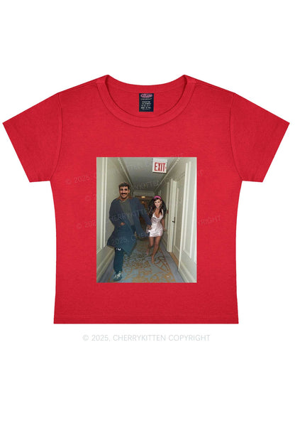 Custom Famous Hallway Photo Y2K Baby Tee Cherrykitten