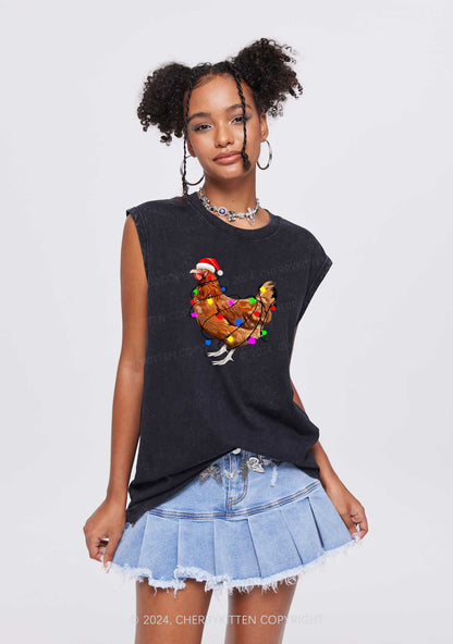 Christmas Hen Y2K Washed Tank Cherrykitten