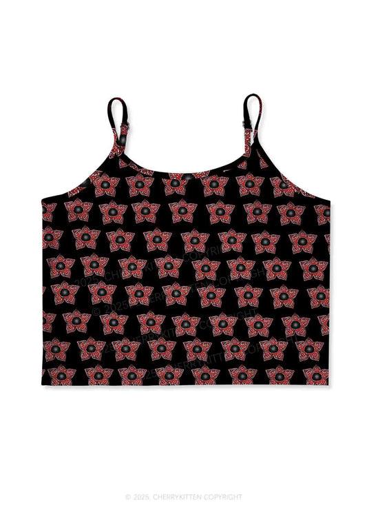 Flower Monster Y2K Print Cami Crop Top Cherrykitten