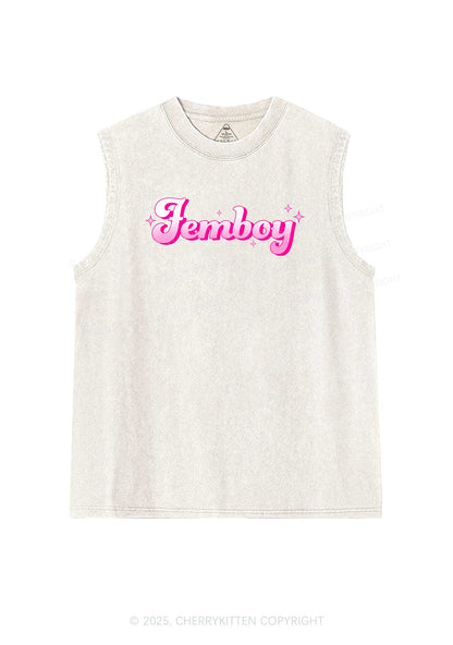 Femboy Pride Y2K Washed Muscle Tank Cherrykitten