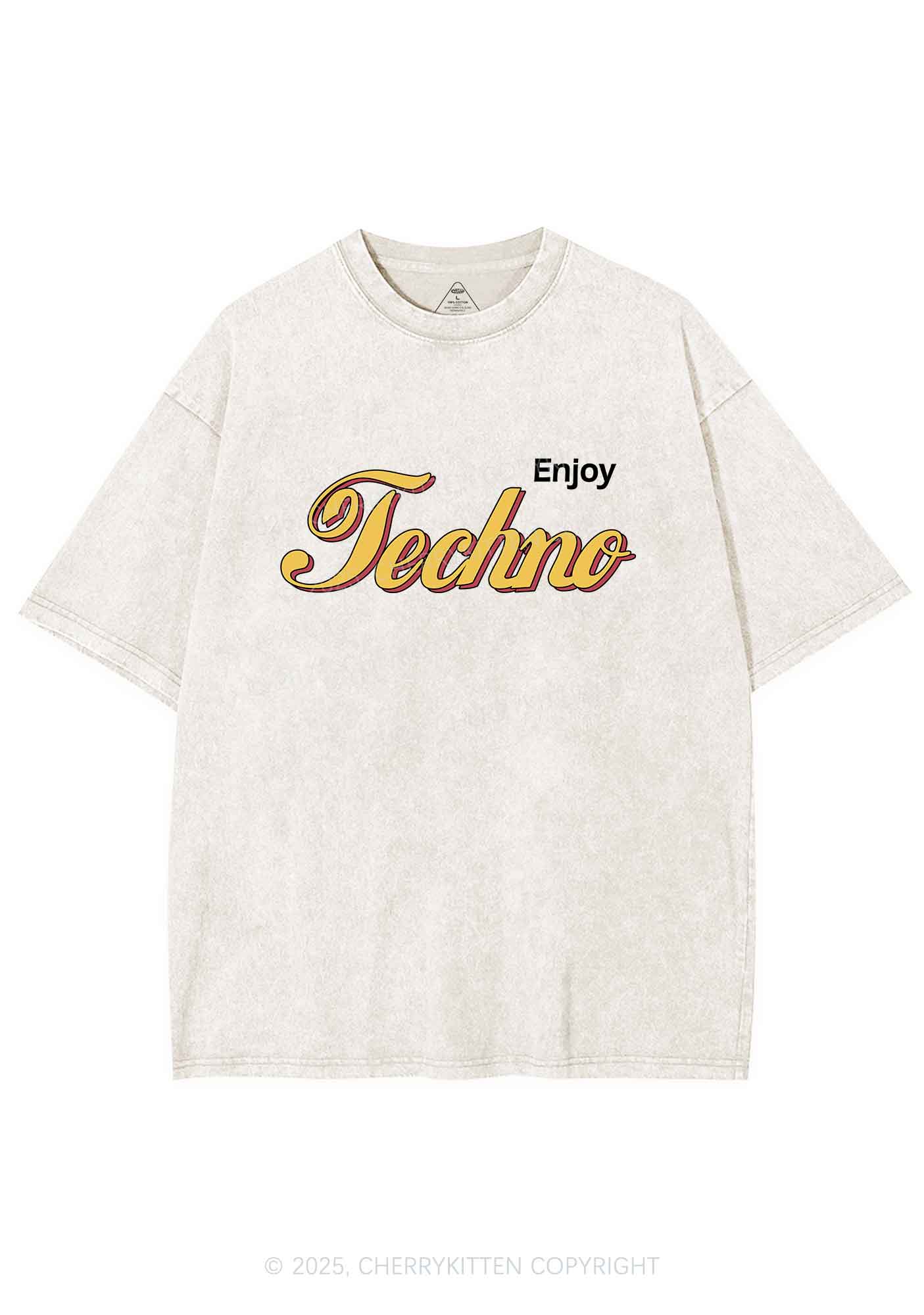 Enjoy Techno Y2K Shirts Washed Tee Cherrykitten