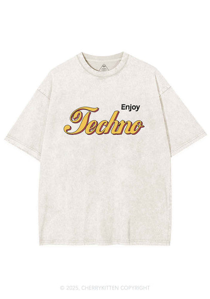 Enjoy Techno Y2K Shirts Washed Tee Cherrykitten