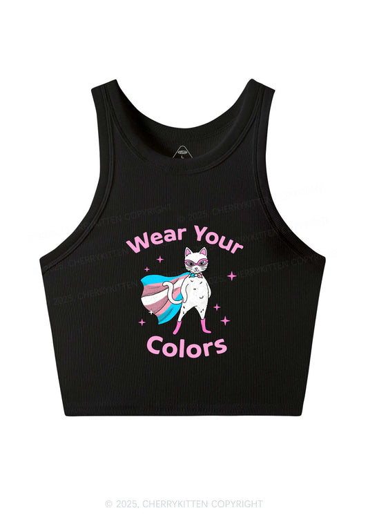 Transgender Flag Cat Pride Y2K Crop Tank Top Cherrykitten