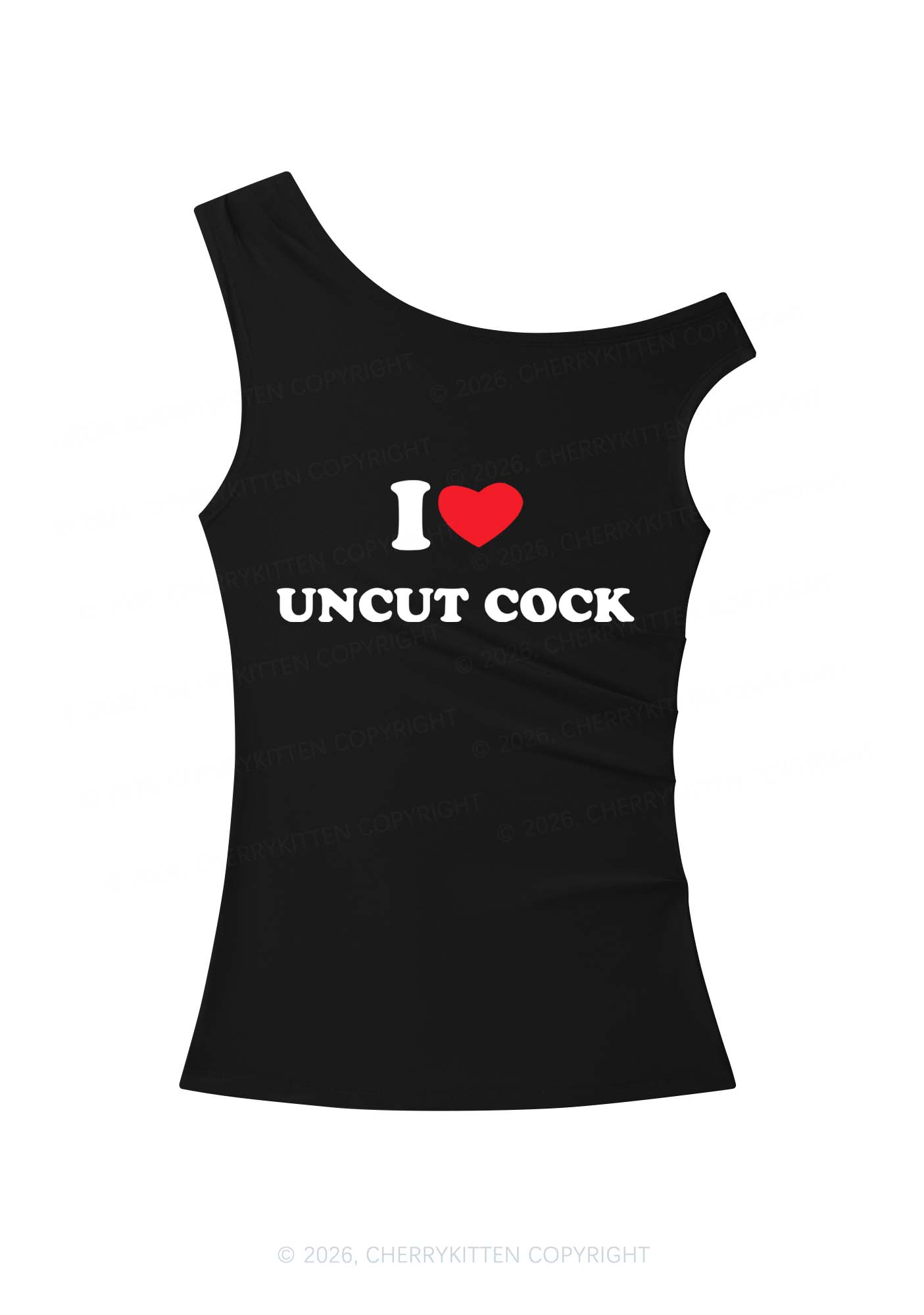 I Love Uncut Cxck Y2K Off Shoulder Tank Top Cherrykitten