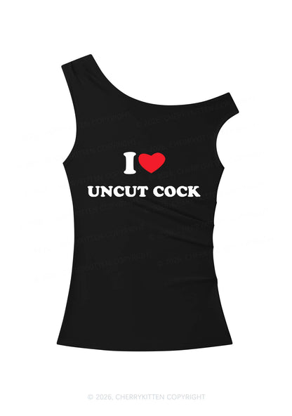 I Love Uncut Cxck Y2K Off Shoulder Tank Top Cherrykitten