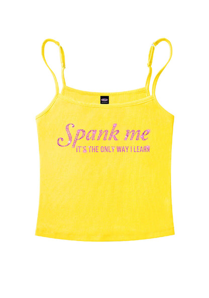 Rhinestone Spank Me Y2K Spaghetti Strap Cami Cherrykitten
