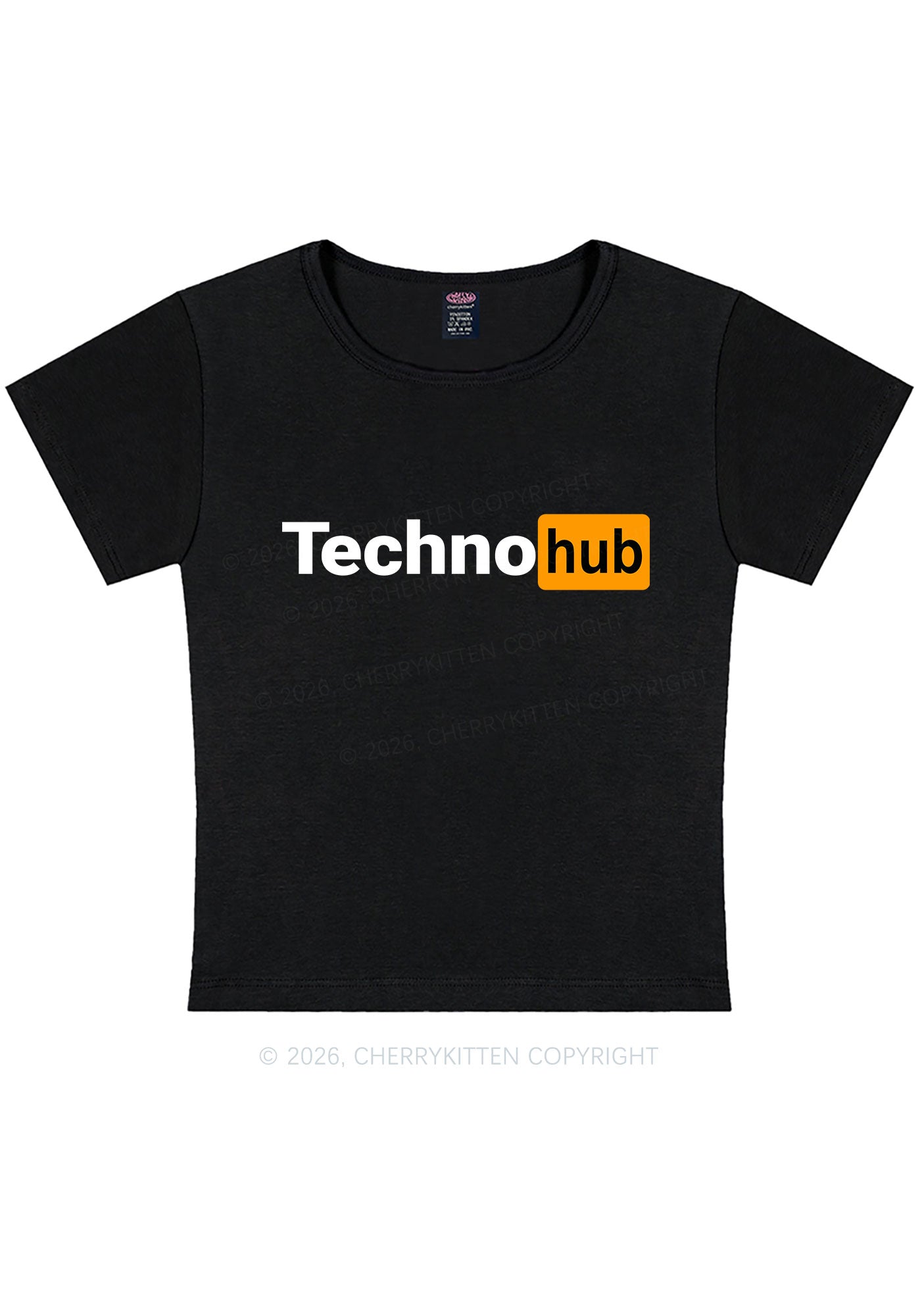 Techno Hub Y2K Baby Tee Cherrykitten