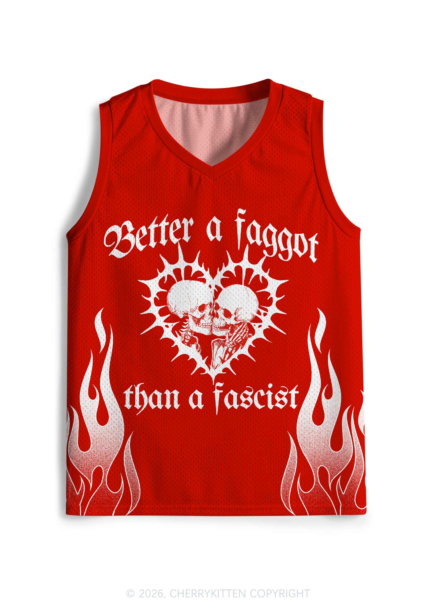 Better Faggot Than Fascist Skull Pride Y2K Sport Jersey Tank Cherrykitten