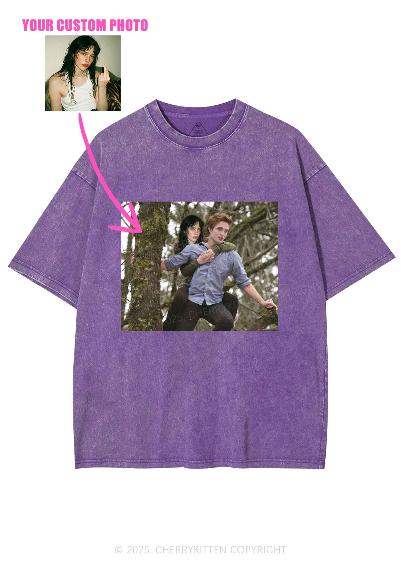 Custom Face Y2K Shirts Washed Tee Cherrykitten