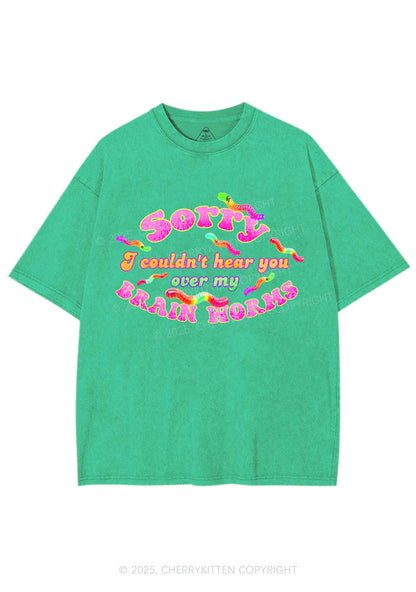 Brain Worms Y2K Shirts Washed Tee Cherrykitten