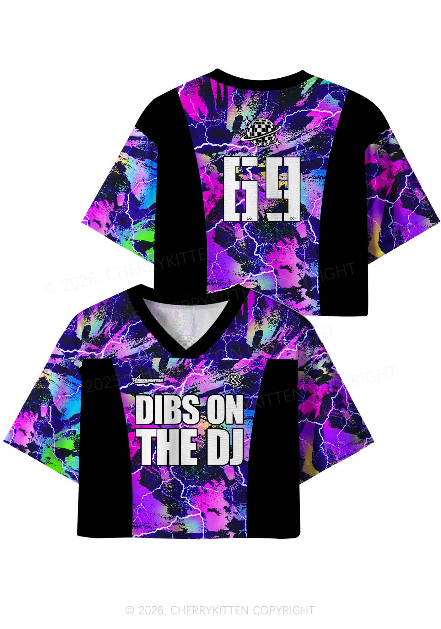 Dibs On The DJ Lightning Y2K Crop Sport Jersey Shirts Cherrykitten