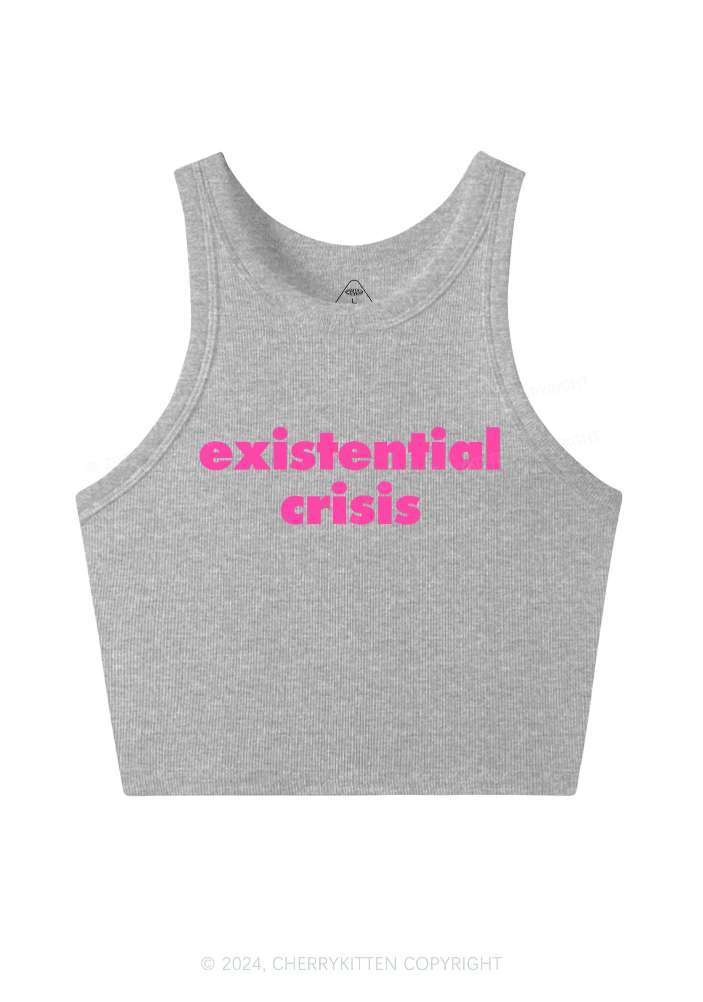 Pink Existential Crisis Y2K Crop Tank Top Cherrykitten