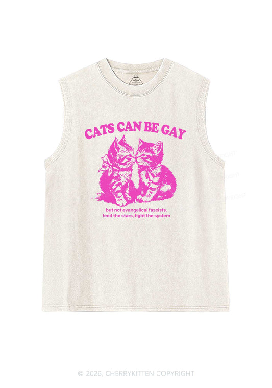 Cat Can Be Gay Pride Y2K Washed Muscle Tank Cherrykitten