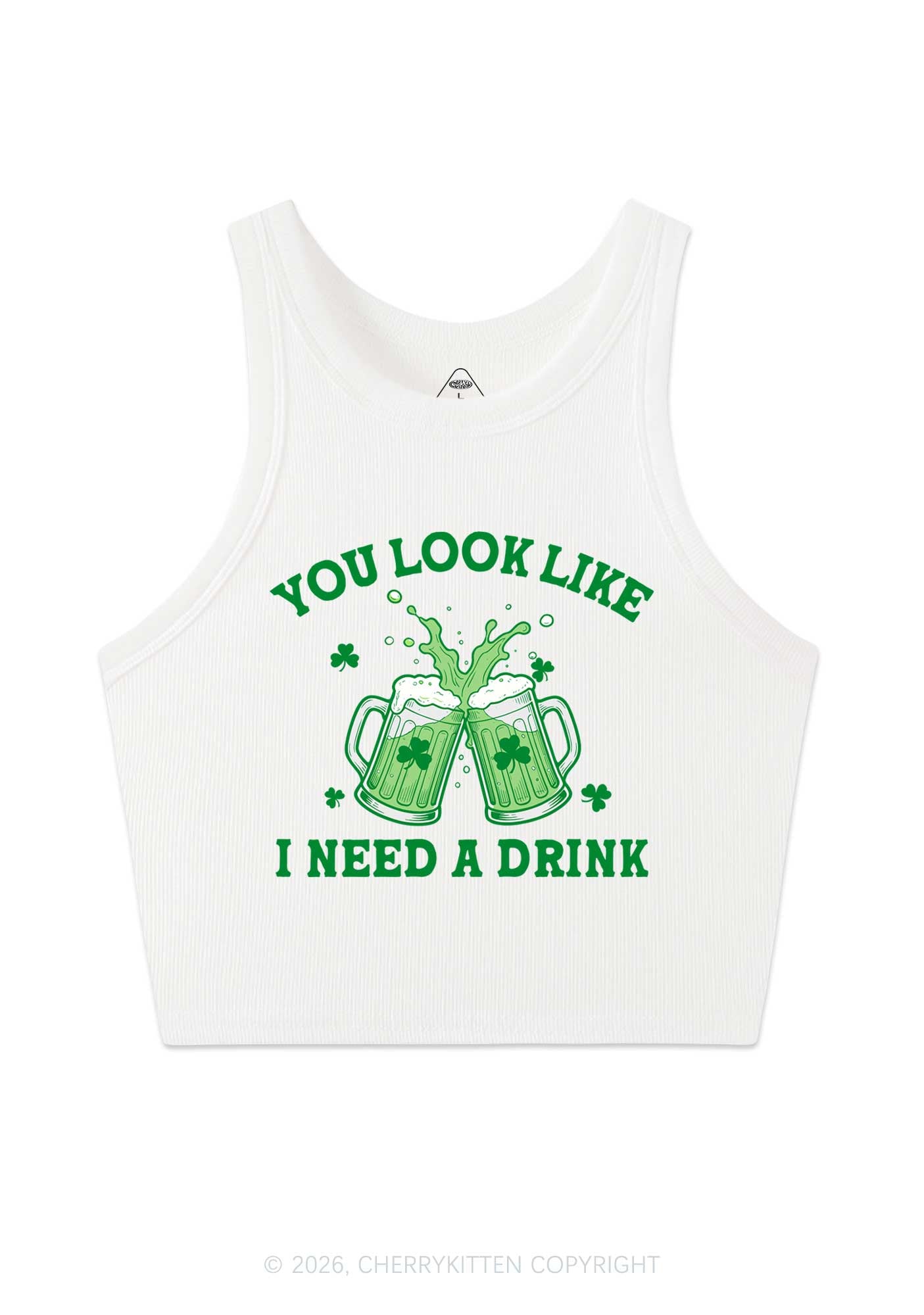 I Need A Drink St Patricks Y2K Crop Tank Top Cherrykitten