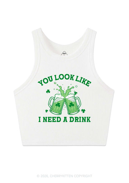 I Need A Drink St Patricks Y2K Crop Tank Top Cherrykitten