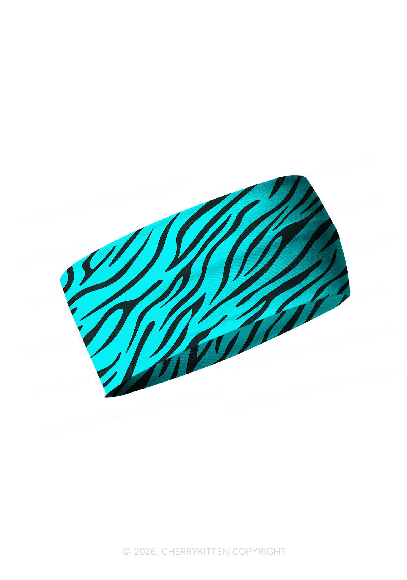 Bright Cyan Zebra Stripes Y2K Print Headband Cherrykitten