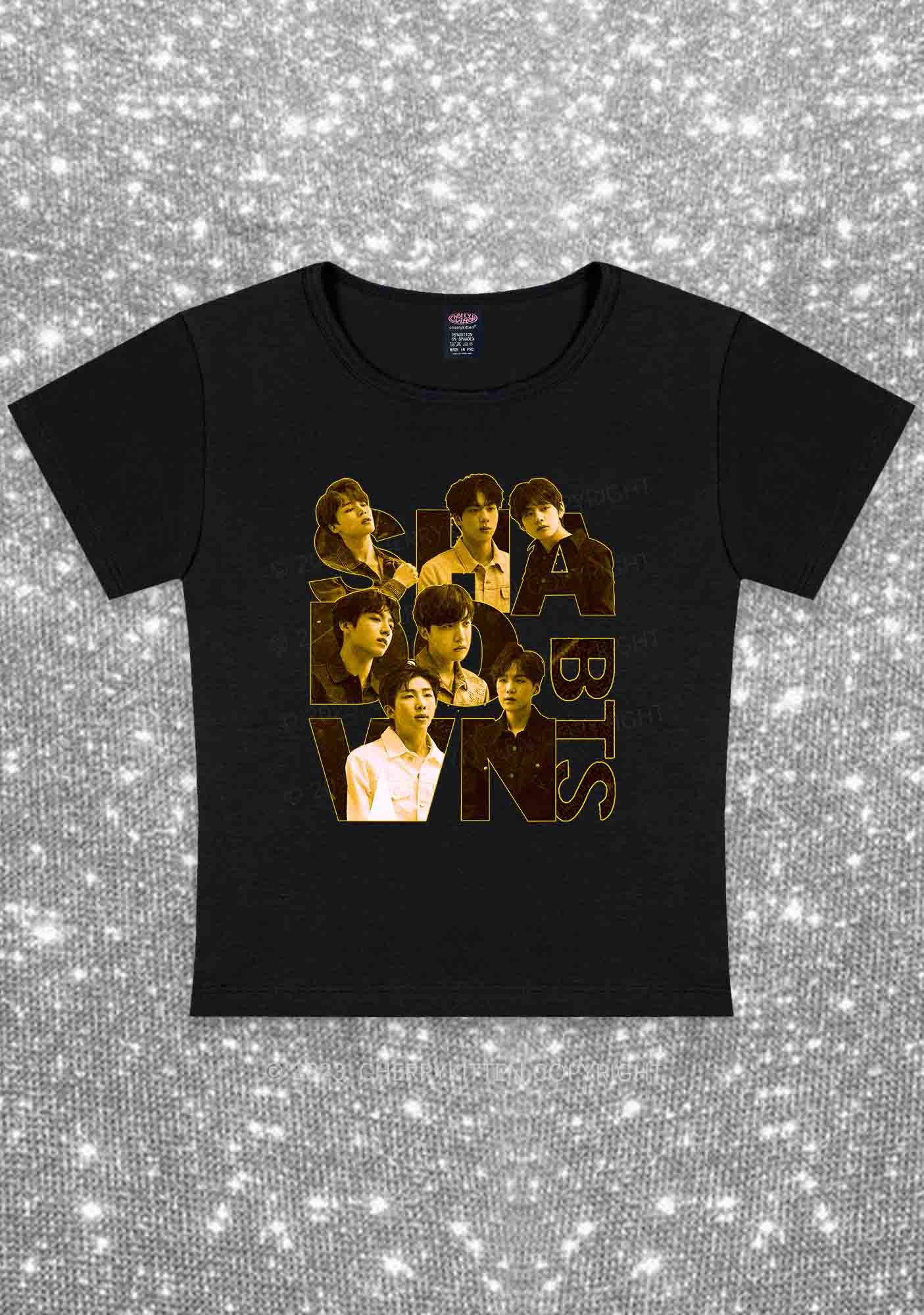 Bangtan Members Kpop Y2K Baby Tee Cherrykitten
